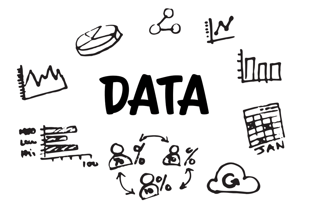 Transparent Data Illustration With Economic and Business Symbols