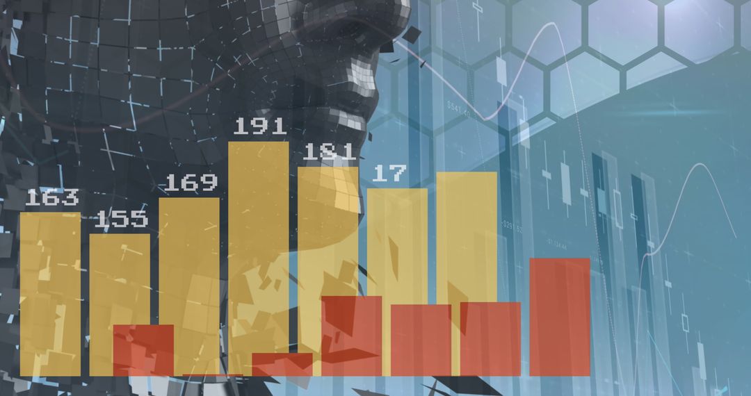 3D Financial Graph with Futuristic Human Silhouette