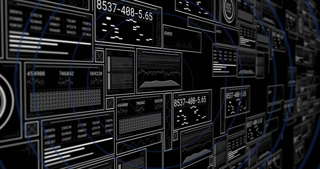 Futuristic data processing interface in digital networking concept