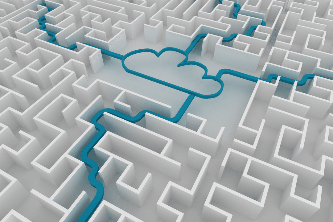 Digital Cloud Seamlessly Navigating Complex Maze in 3D Illustration - Download Free Stock Images Pikwizard.com