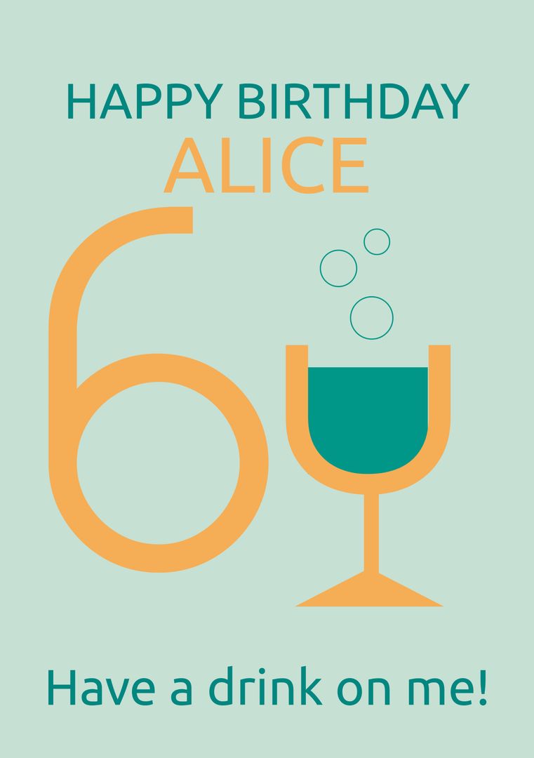 Happy 60th Birthday Celebration Card for Alice - Download Free Stock Templates Pikwizard.com