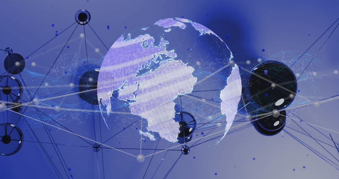 Global networking technology in blue digital interface