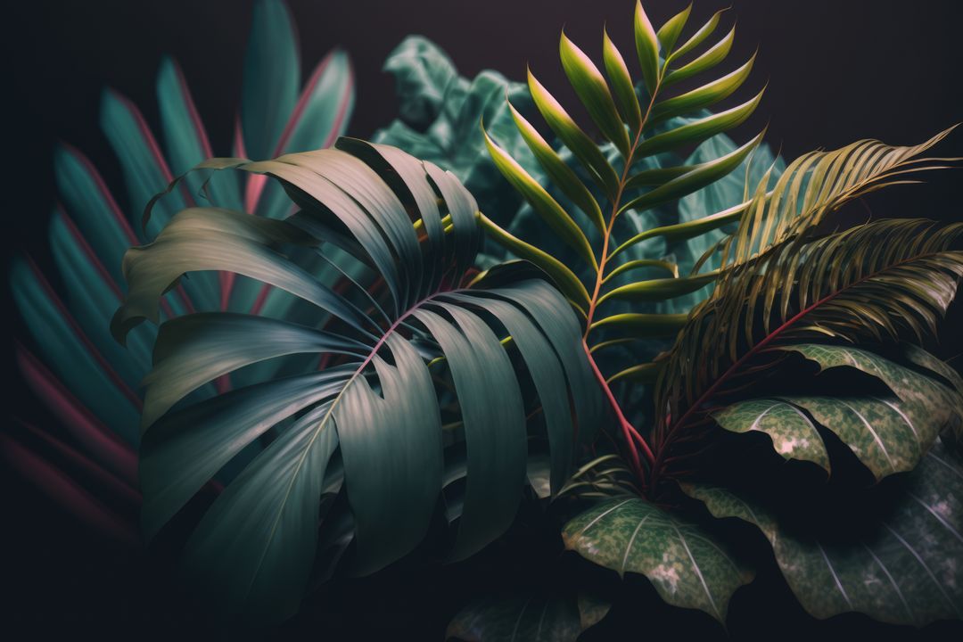 Tropical Foliage with Dark Background - Free Images, Stock Photos and Pictures on Pikwizard.com