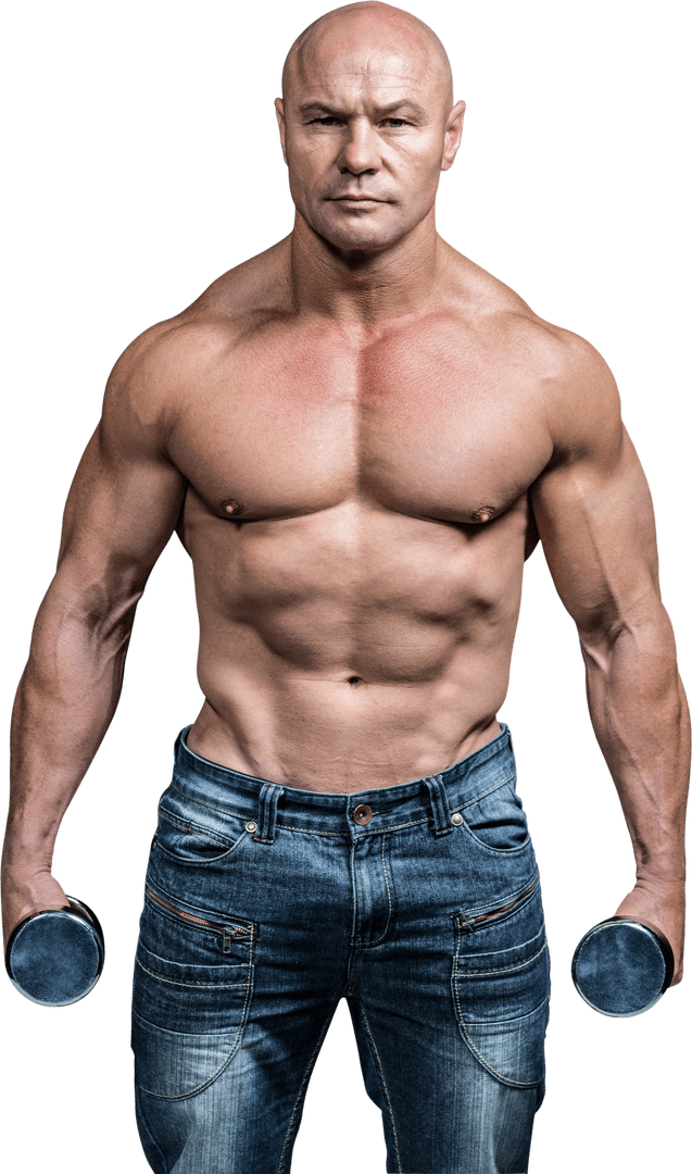 Transparent Muscular Bodybuilder Holding Dumbbells Daily Workout