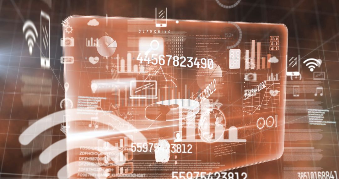 Futuristic Digital Interface with Changing Numbers and Icons