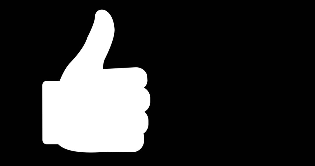 Thumb Up Icon on Black Background with Copy Space