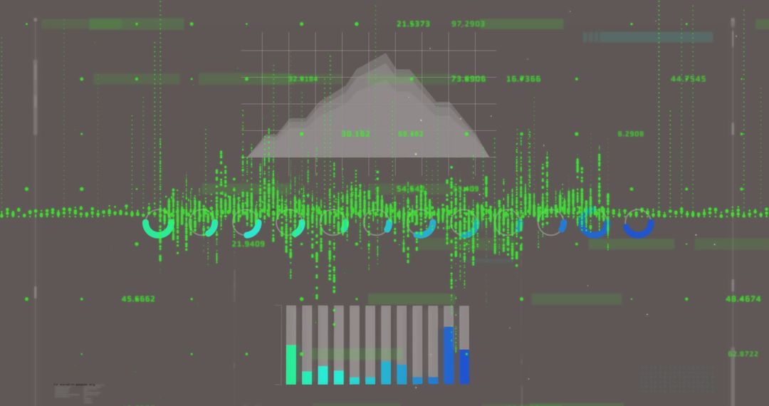 Digital Data Visualizations With Green Graphs and Bars