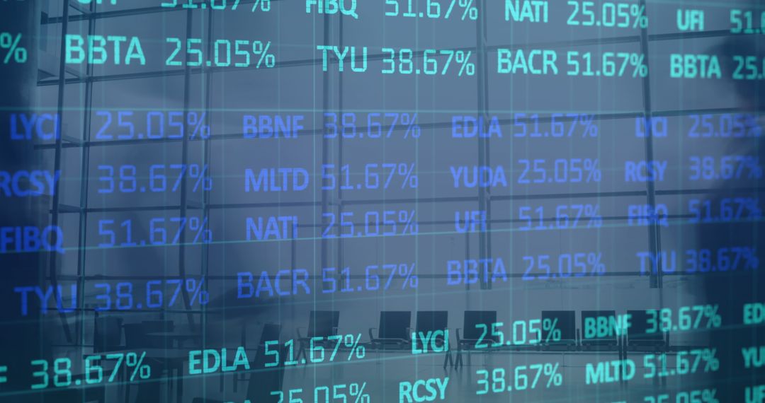 Financial Data Overlay on Modern Office Background