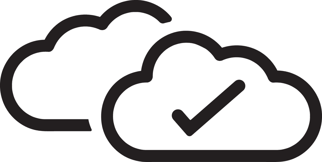 Cloud Icon with Tick Mark on Transparent Background