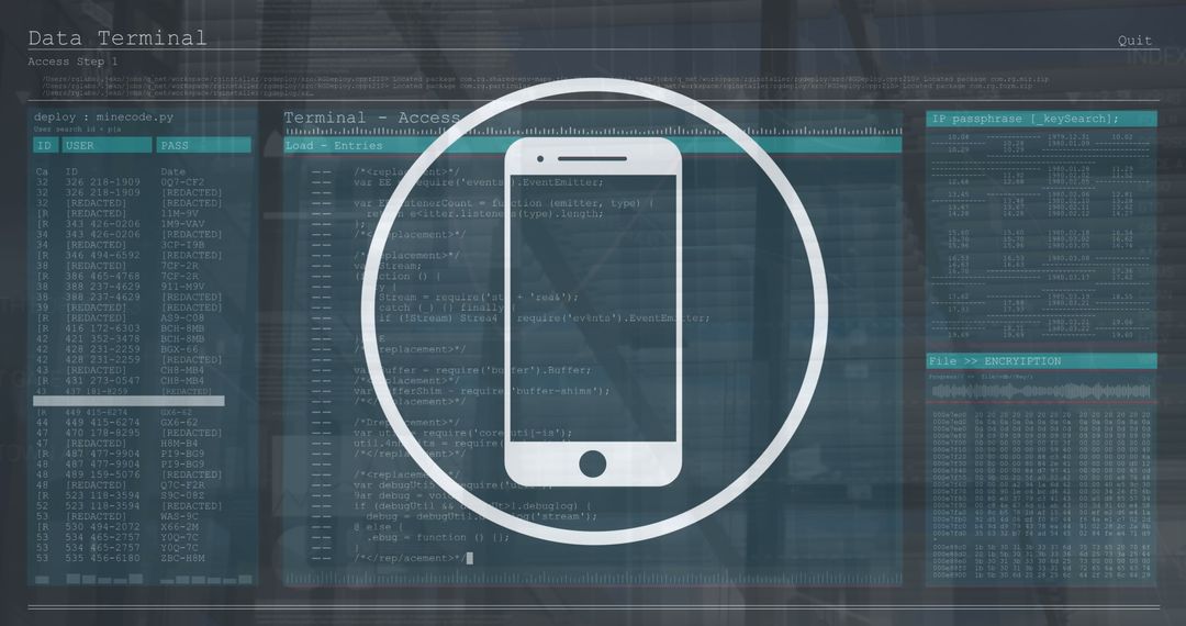 Smartphone Icon Over Interface with Data Technology Elements