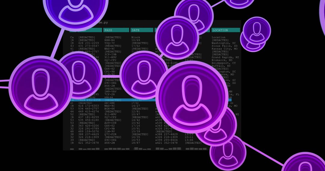 Digital Networking Concept with User Icons and Code Background