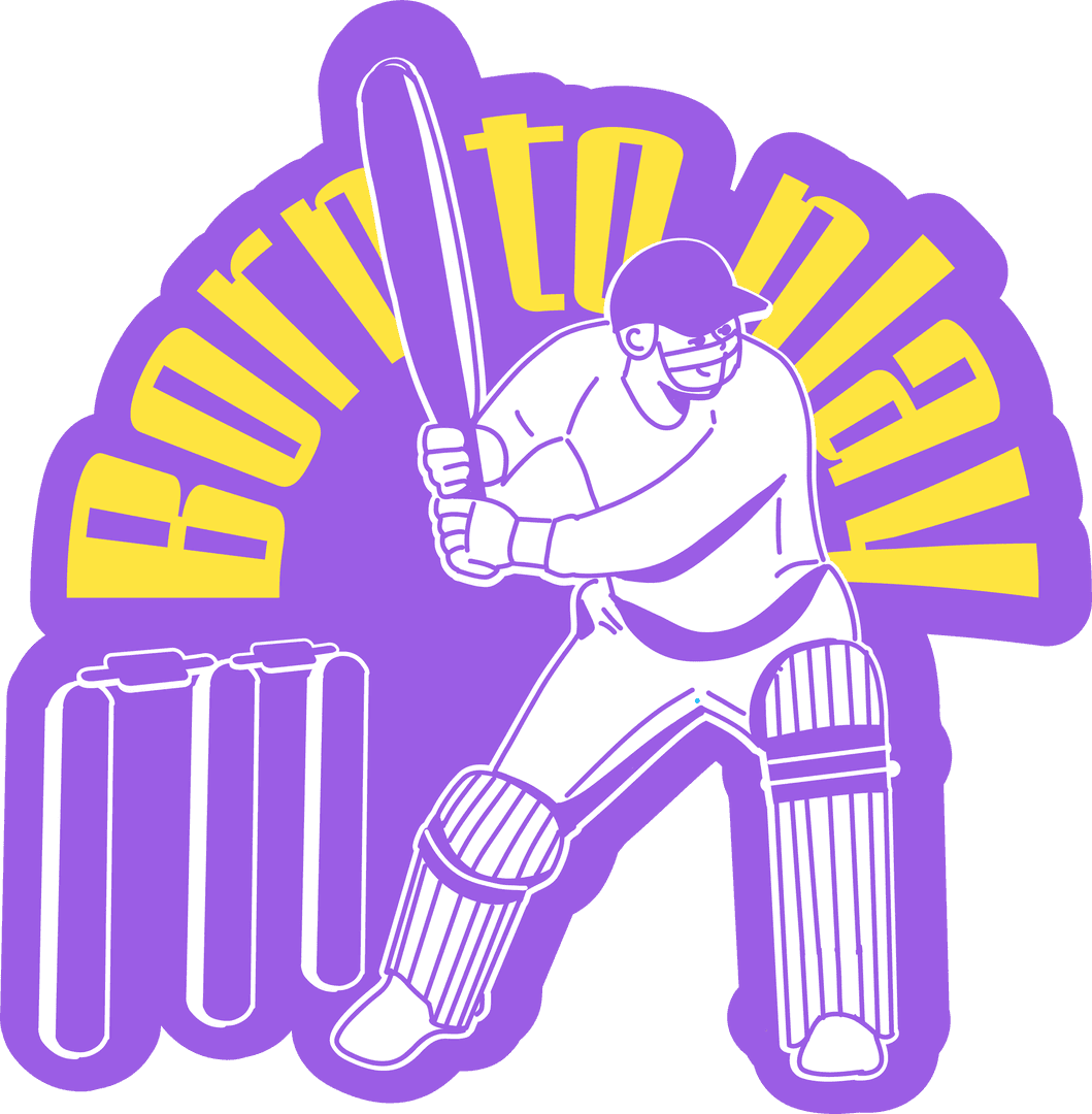 Cricket Batter Swinging Bat with Stumps on Transparent Background