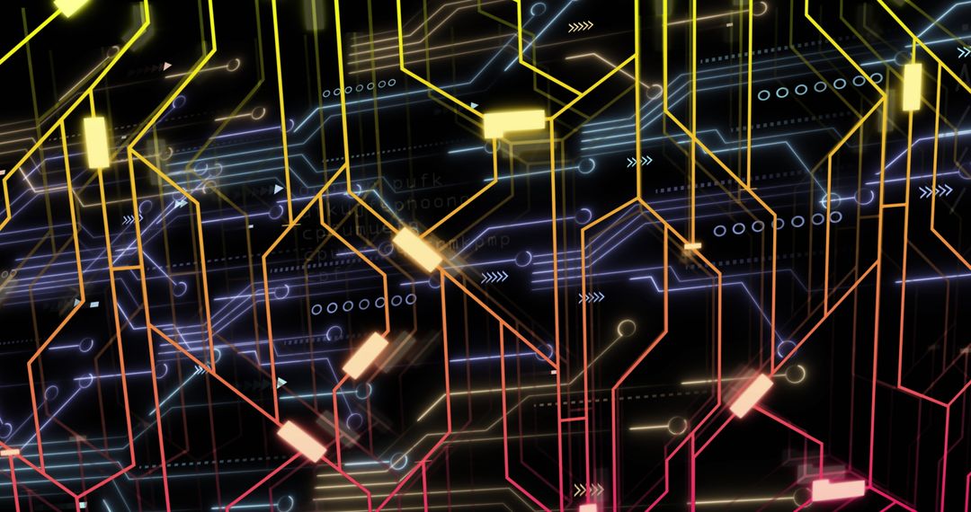 Abstract Digital Circuit Design Over Black Background