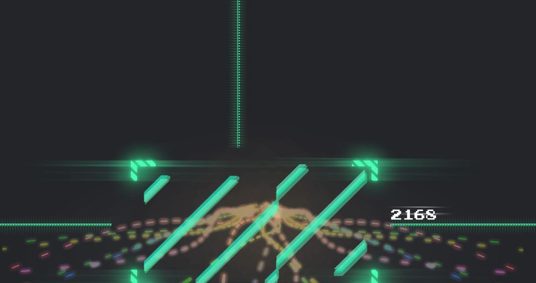 Futuristic Digital Interface with Neon Bars and Abstract Design