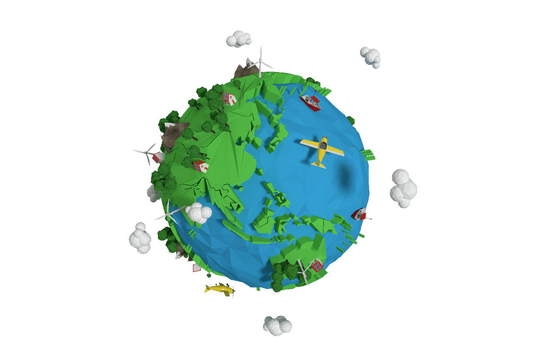 Transparent Earth with Ecosystem Elements Illustration