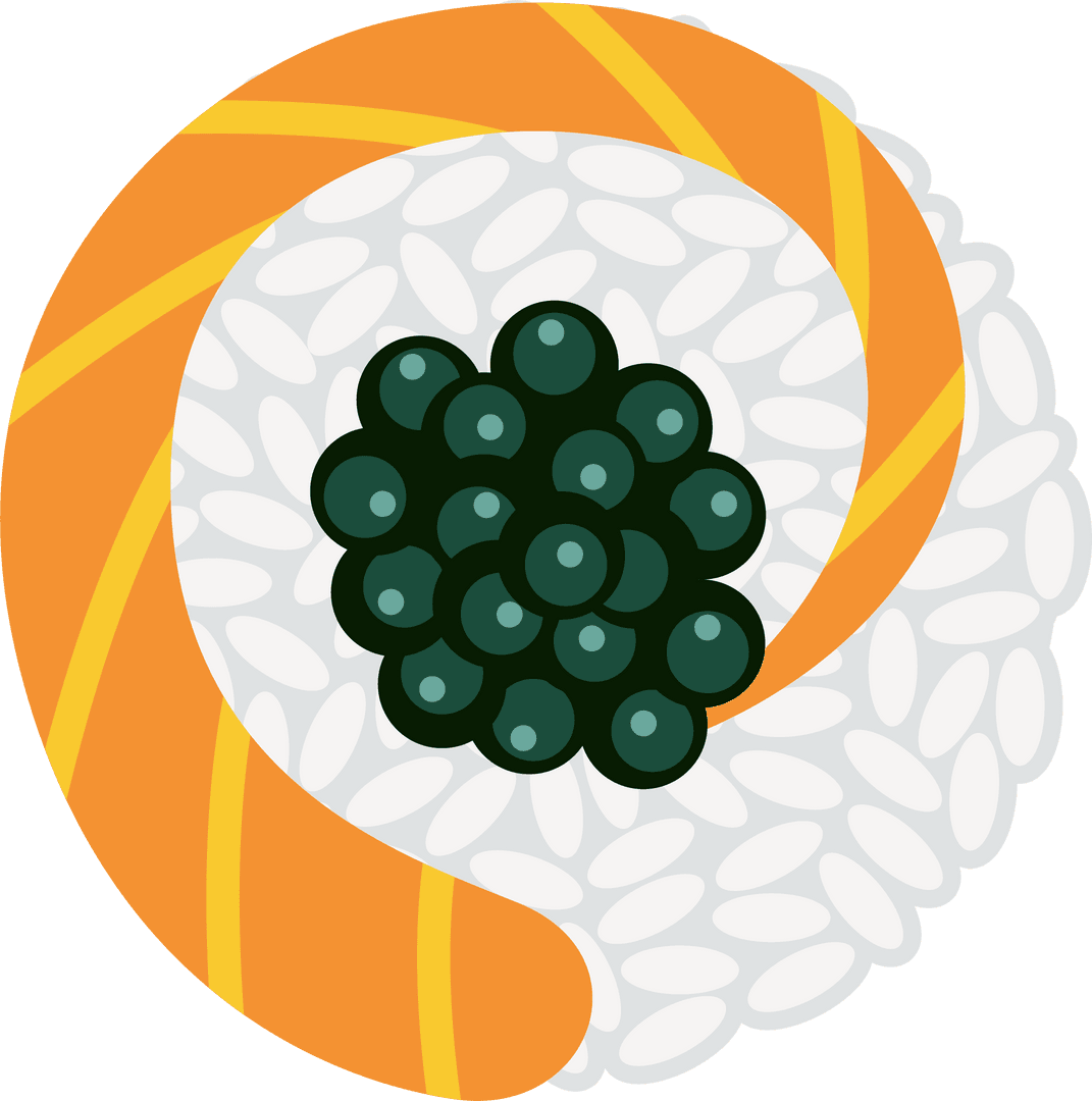 Flat Design Sushi Roll with Salmon on Transparent Background