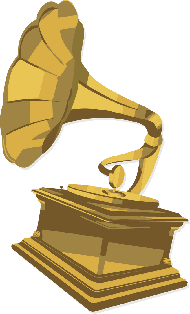 Golden Gramophone Vector with Transparent Background