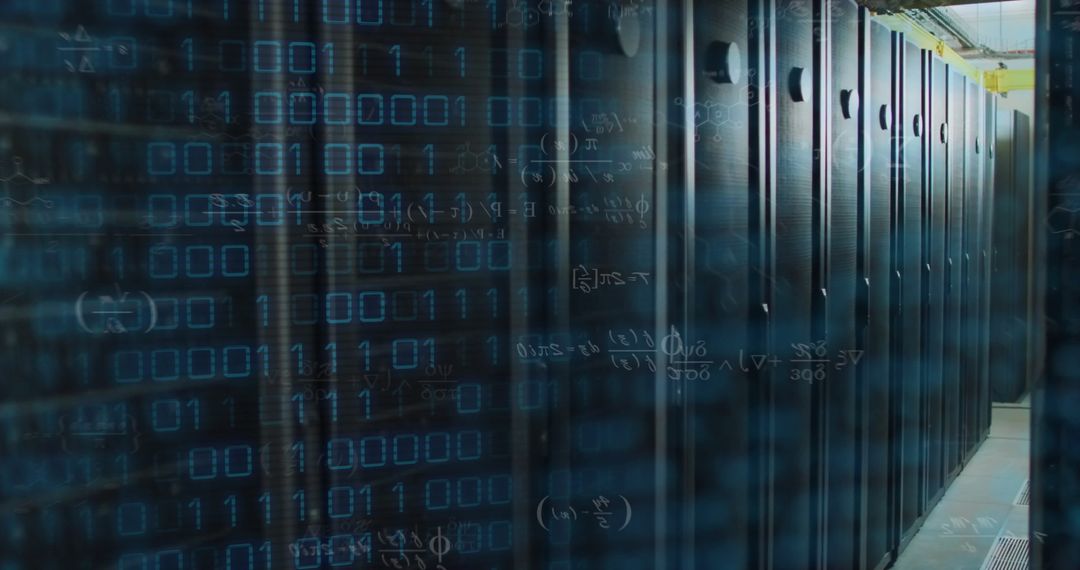 binary code overlay on data servers in technology environment - Free Images, Stock Photos and Pictures on Pikwizard.com