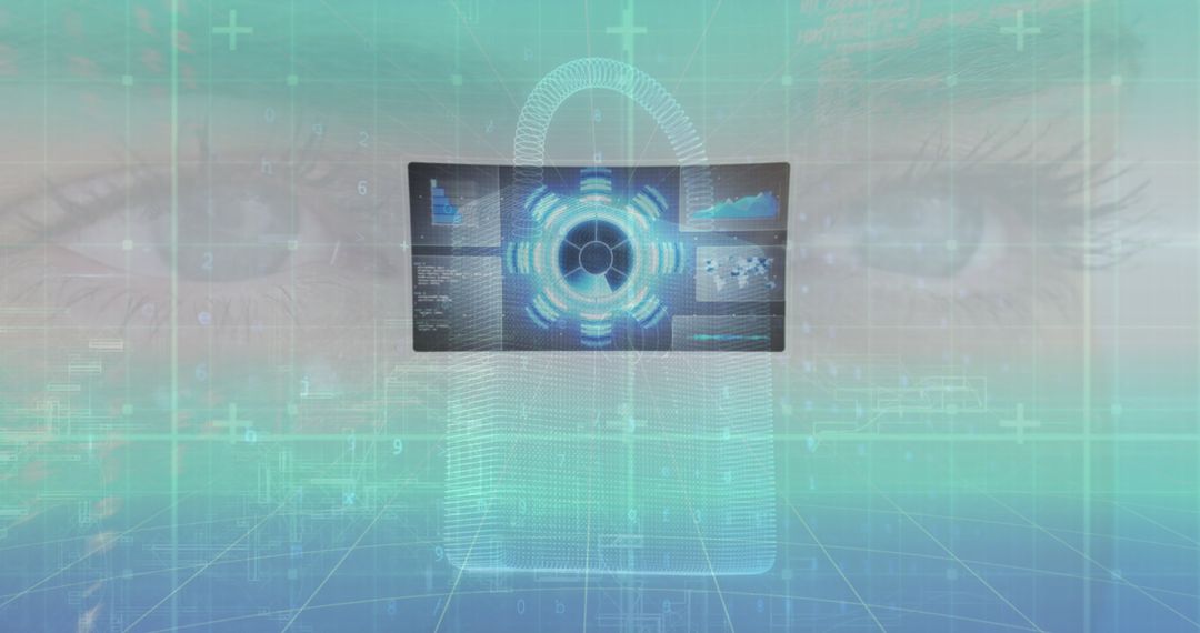 Futuristic Cybersecurity Interface with AI Technology Overlay