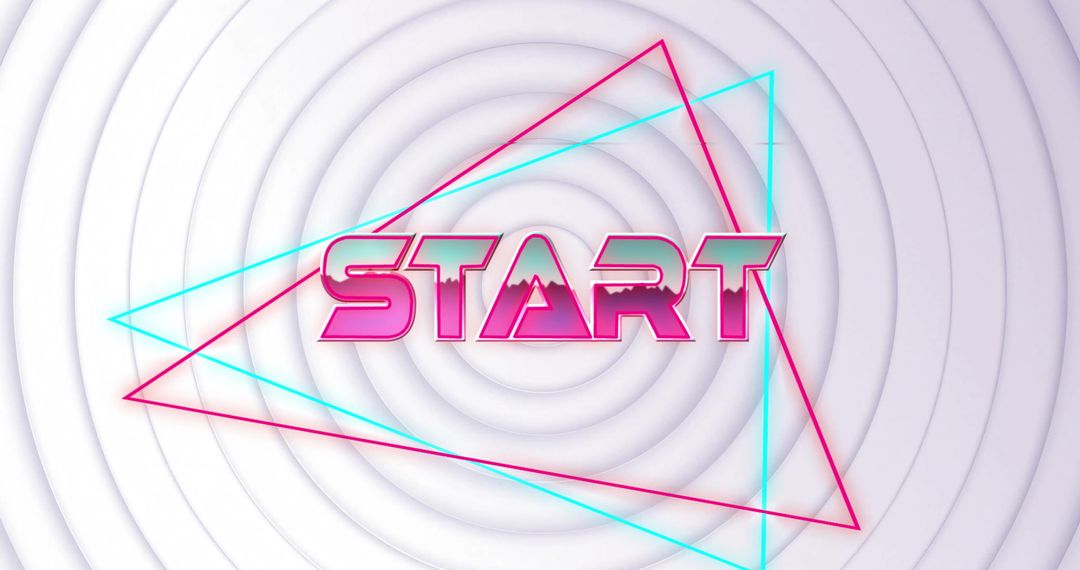 Futuristic Start Text with Geometric Patterns on White Background