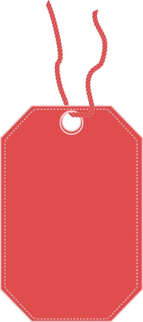 Red Price Tag Illustration with String on Transparent Background