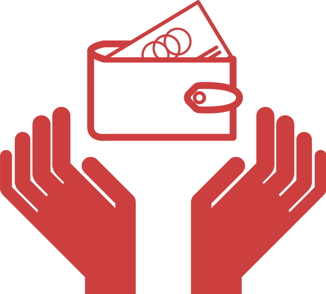 Transparent Illustration of Hands Holding Wallet with Card