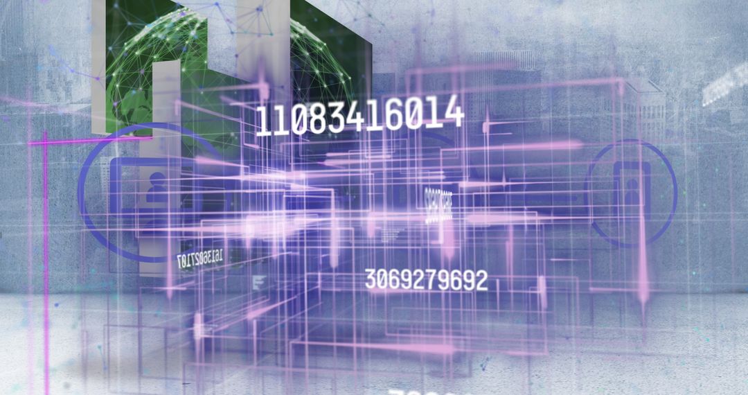 Futuristic Data Network Over Urban Landscape