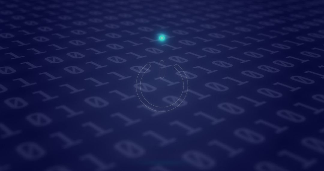 Neon Circle with Power Symbol Over Binary Code - Free Images, Stock Photos and Pictures on Pikwizard.com