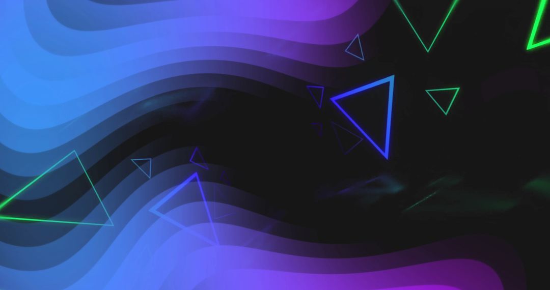 Neon Geometric Shapes on Dark Abstract Background