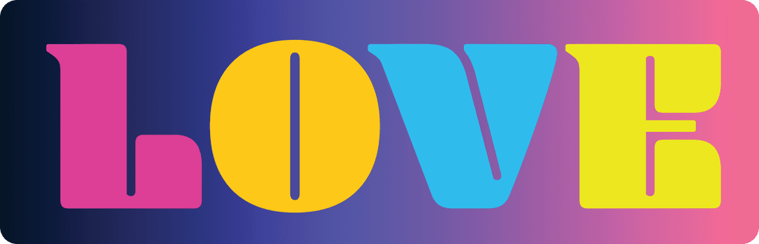 Colorful Love Text on Transparent Background Illustrating Romance