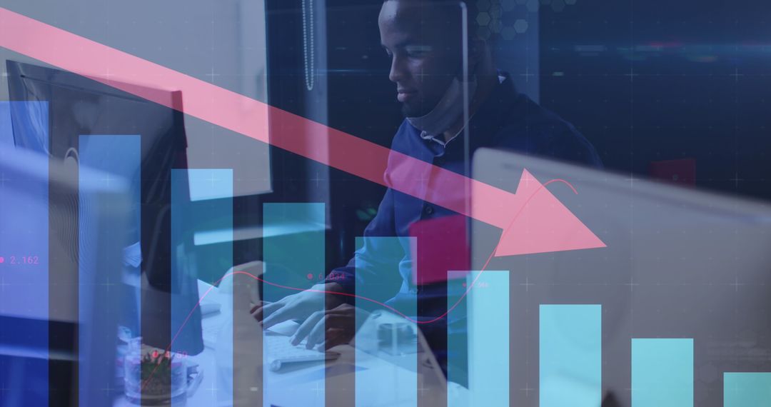 Businessman Analyzing Graph Decline During Pandemic