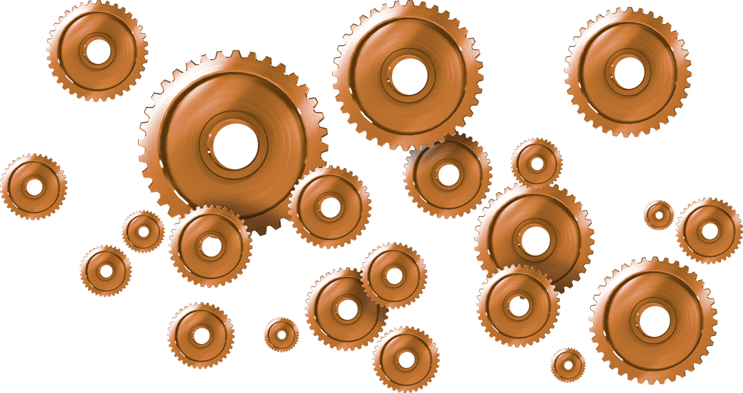 Digital Illustration of Brown Cogs on Transparent Background