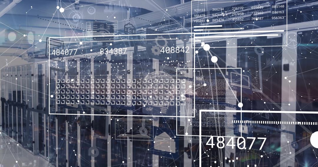 Digital Data Flow Over Computer Servers in Modern Facility