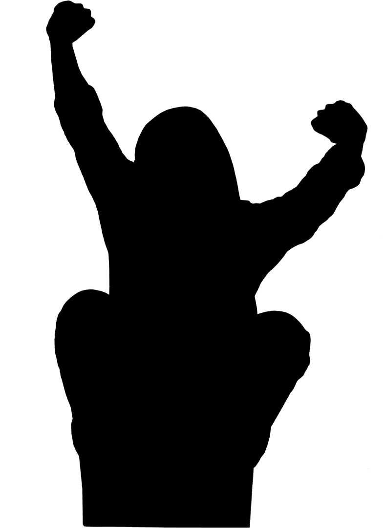 Silhouette of Joyful Woman on Transparent Background