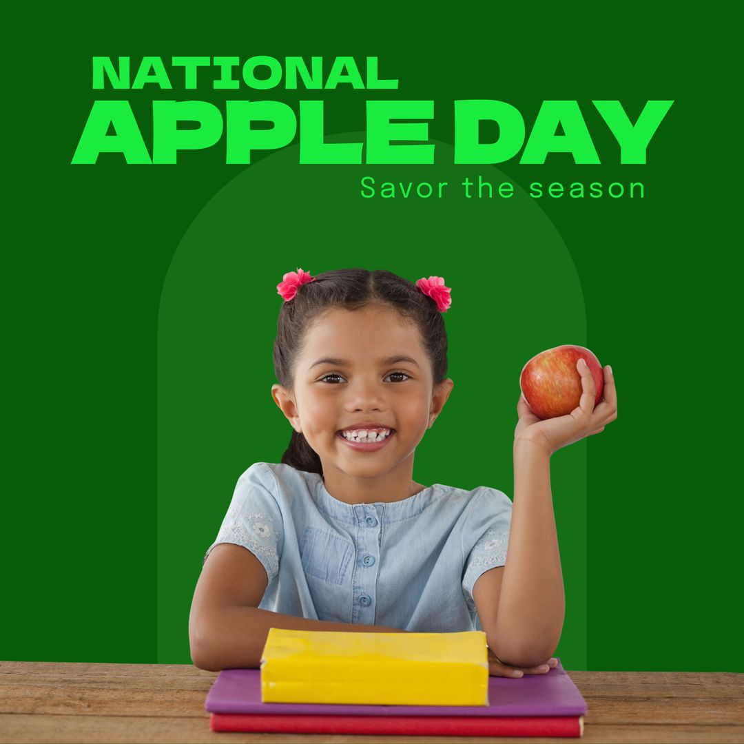 Smiling Child Celebrating National Apple Day