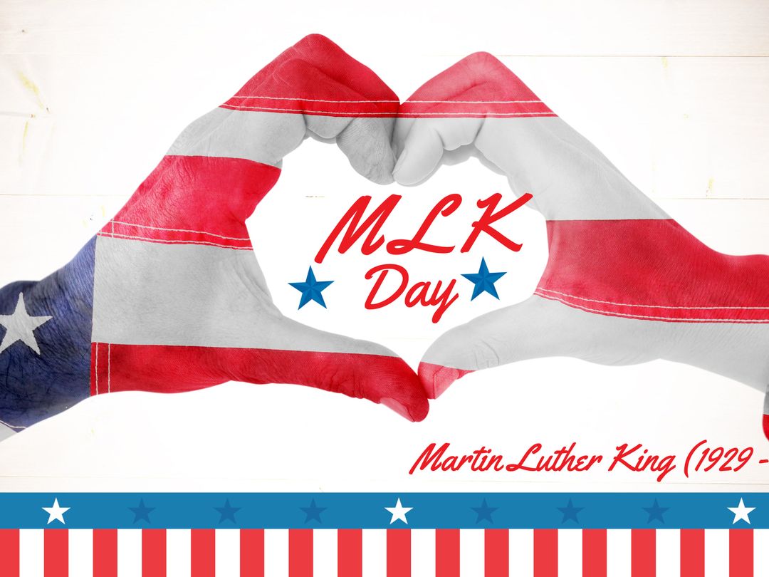 Heart Hands in American Flag Displaying Patriotism for MLK Day