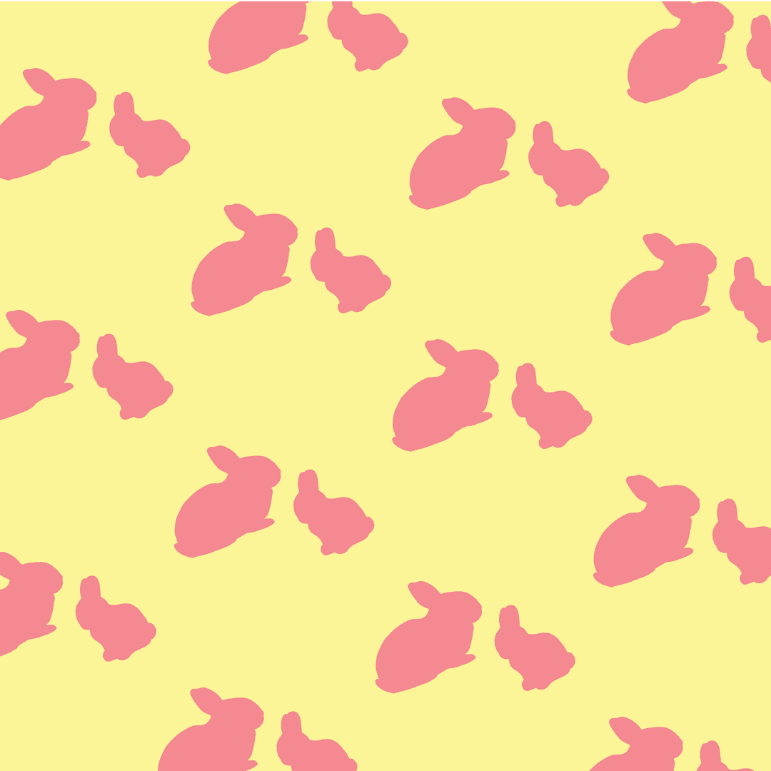 Transparent Pink Bunny Pattern on Yellow Background for Isolated Design