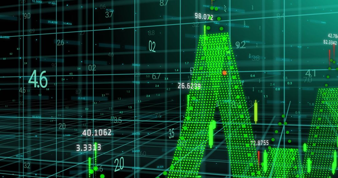 3D Green Bar Peak in Futuristic Digital Interface