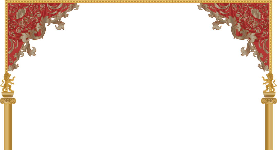 Luxurious Baroque Archway with Gold Column View Transparent