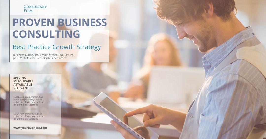 Consultancy Firm Tablet Professional Showcasing Expertise