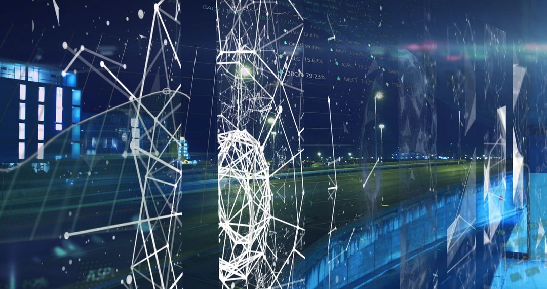 Futuristic Data Network Timelapse with Night Traffic