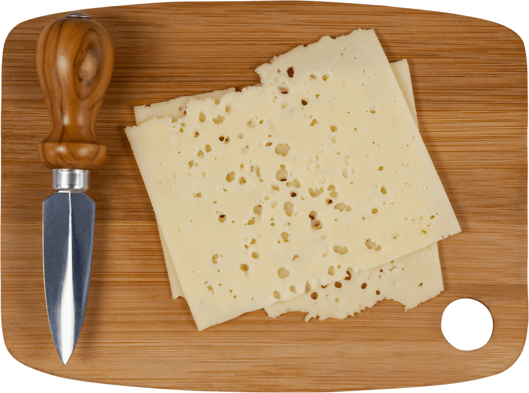 Transparent Swiss Cheese Slices with Ledger-Like Cheese Knife