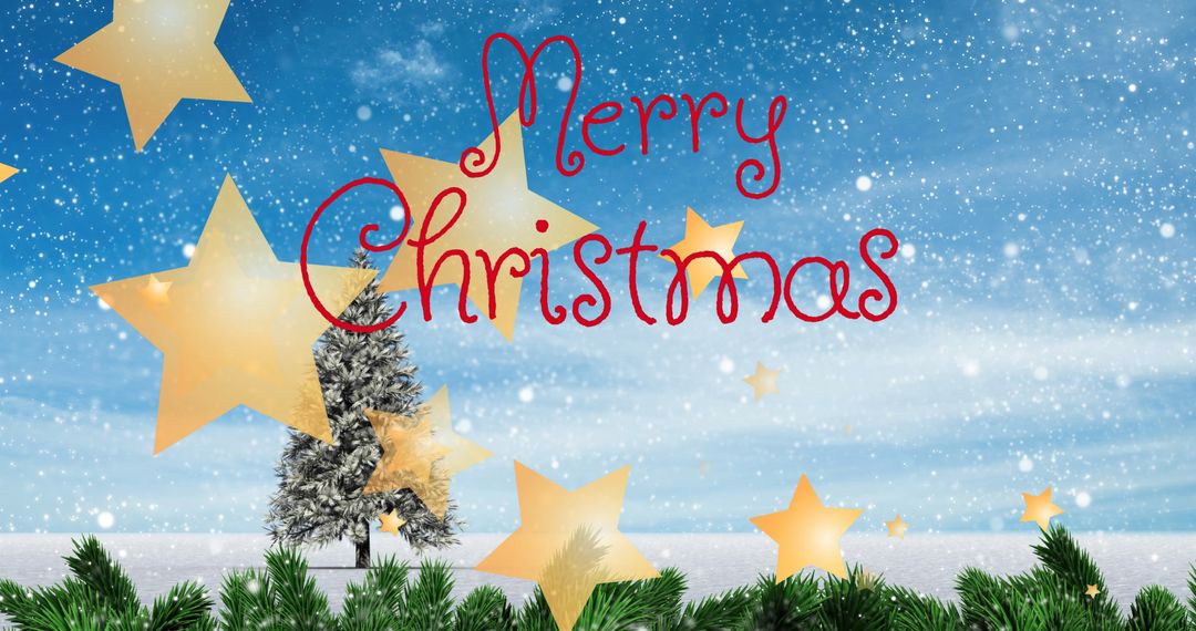 Festive Merry Christmas Message with Winter Scenery