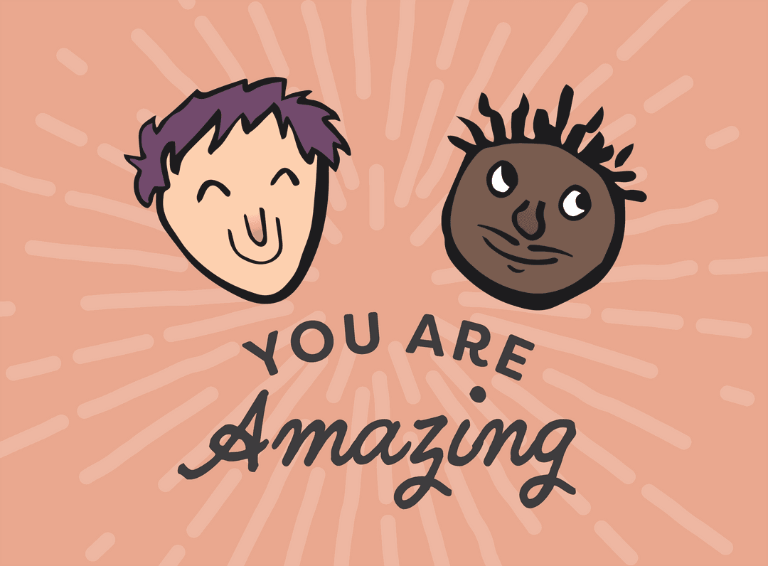 Positive Message with Happy Faces on Transparent Background