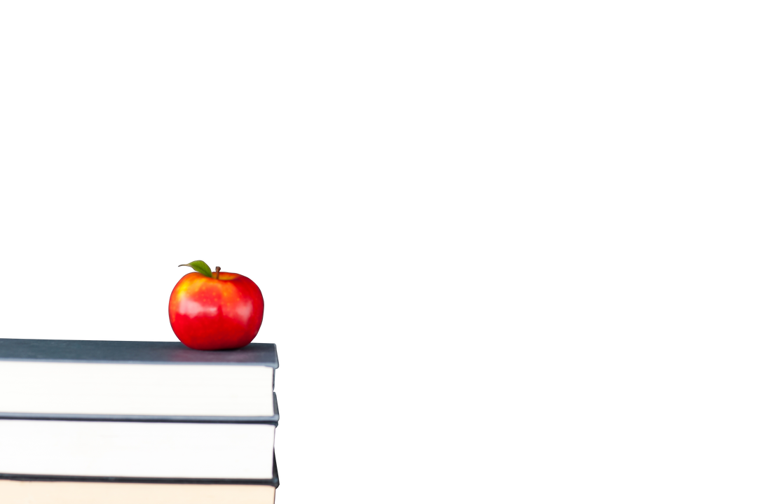 Transparent Background Books Stack with Red Apple - Download Free Stock Images Pikwizard.com