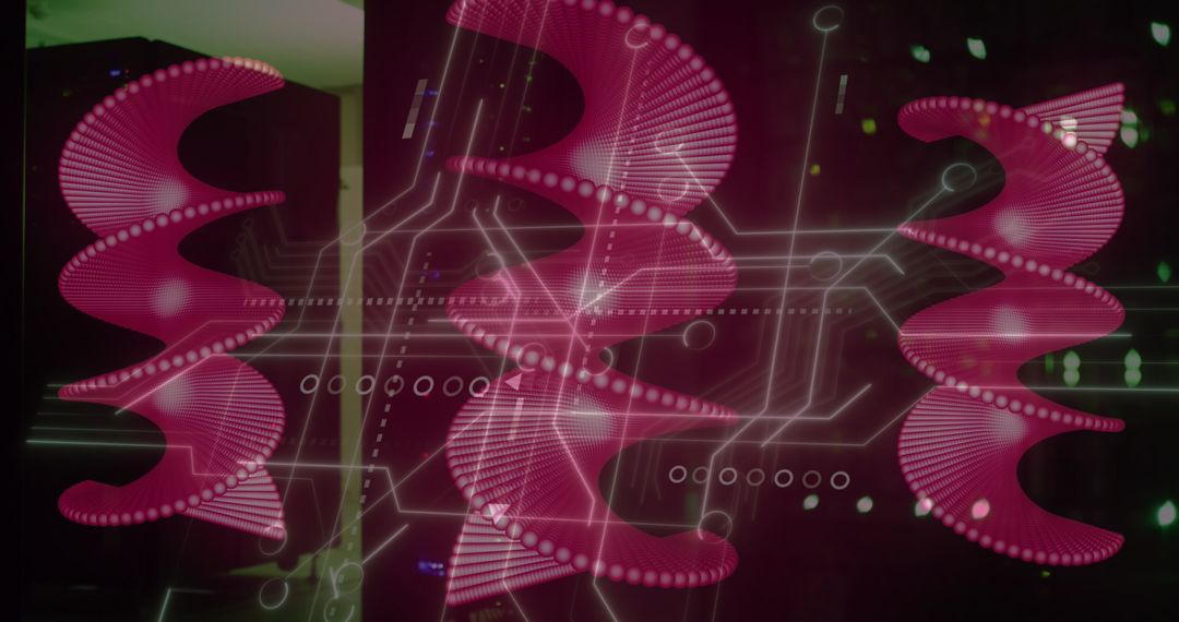 Abstract Medical Data Interface with Glowing Pink Design