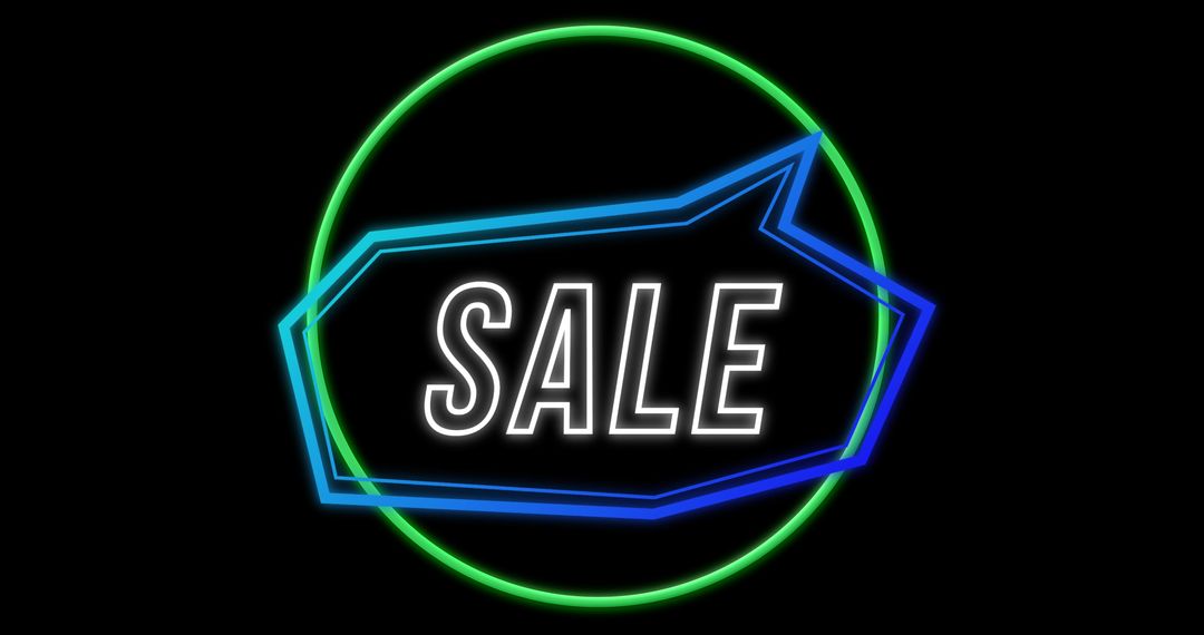 Animated Sale Sign with Glowing Speech Bubble and Circle