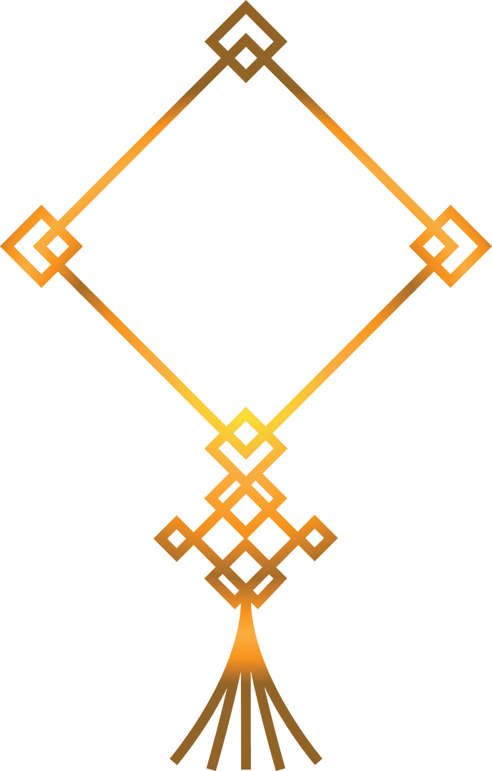 Geometric Abstract Design in Orange and Yellow with Transparent Background