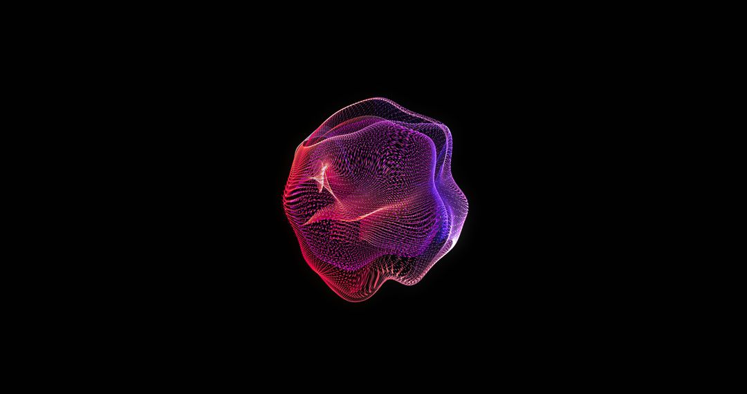 3D Abstract Shape with Digital Motion Colors on Black