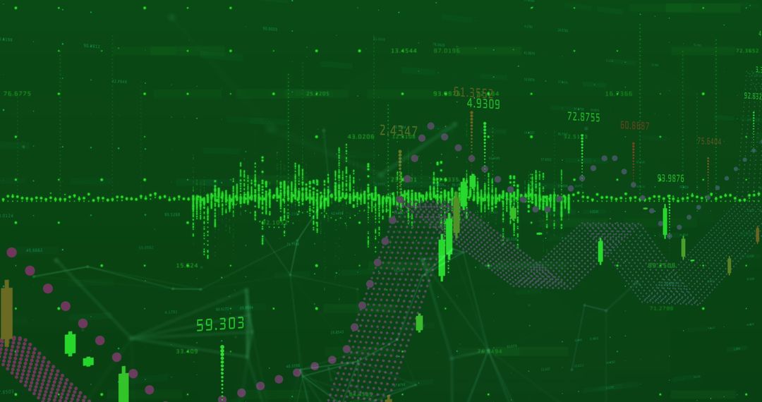 Abstract Financial Data with Green Digital Background